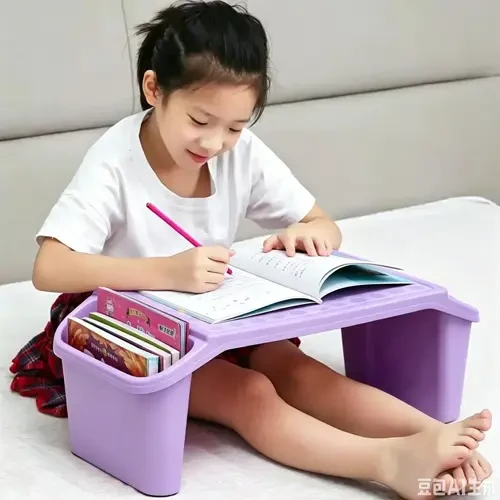 Portable Kids Study Table with Storage Compartments for Bed and Sofa Use