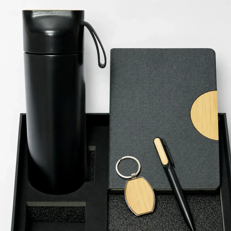 Premium Corporate Gift Set with Notebook, Flask Bottle, Pen and Keyholder