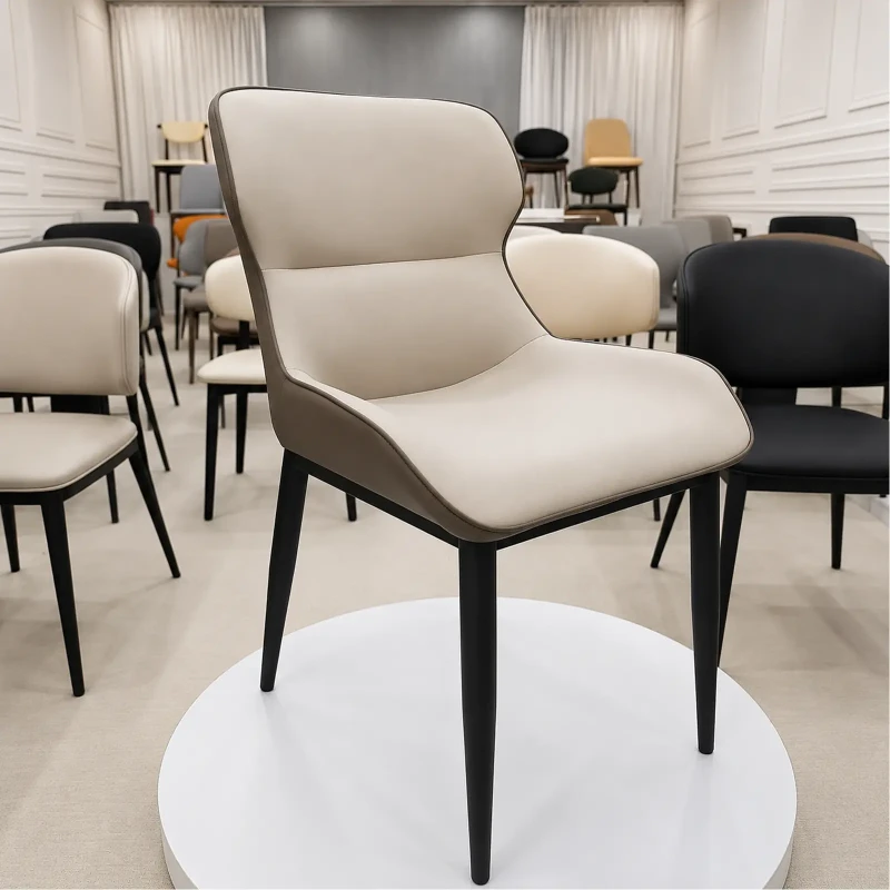 Wide Back Upholstered Dining Chair with Curved Arm Support