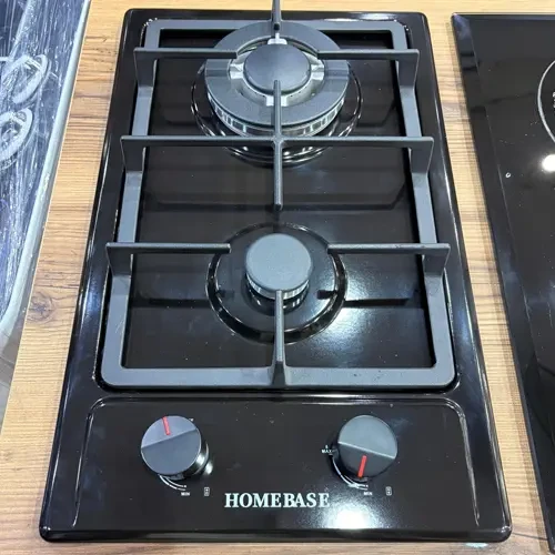 Homebase 2 Burner Gas Cooktop Stainless Black Auto Ignition 30×50 cm: HB-302B
